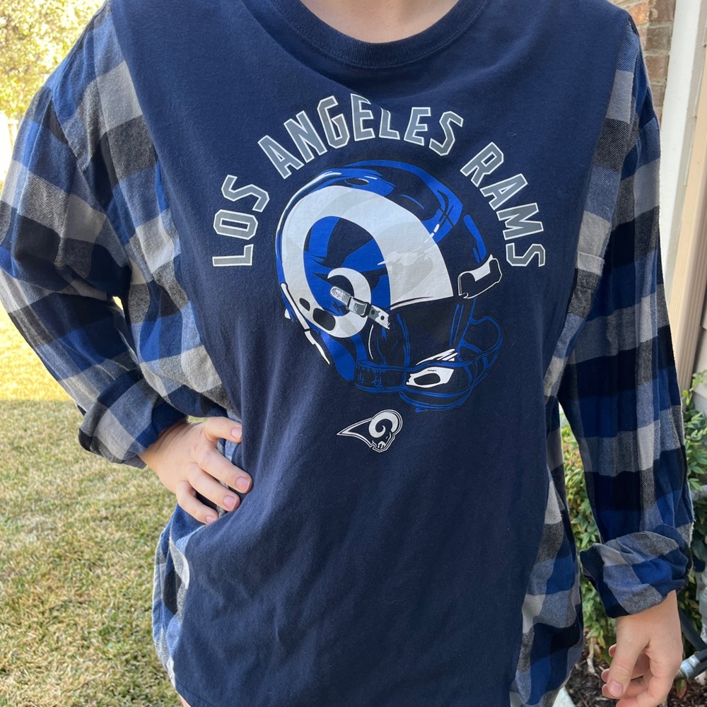 Los Angeles Rams LA Flannel Shirt / Sweatshirt upcycled unisex one size